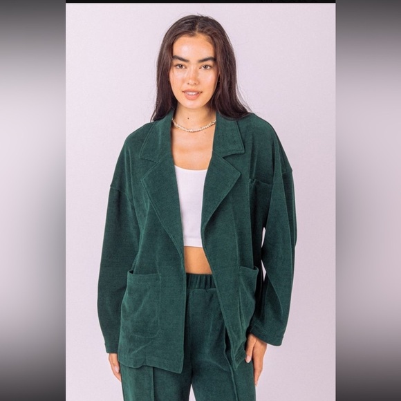 Oversize Corduroy Blazer Jacket Green - Picture 2 of 4